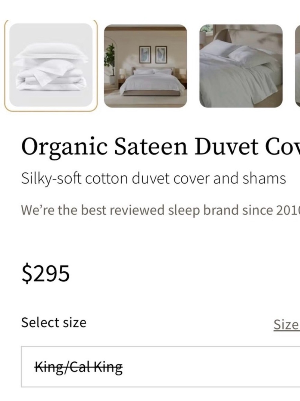 Saatva sateen king size sateen duvet with two king shams